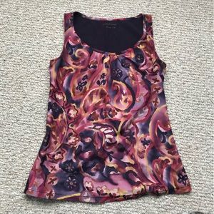 Coldwater Creek Rounded Scoop Neck Sleeveless Mixed Media Abstract paisley